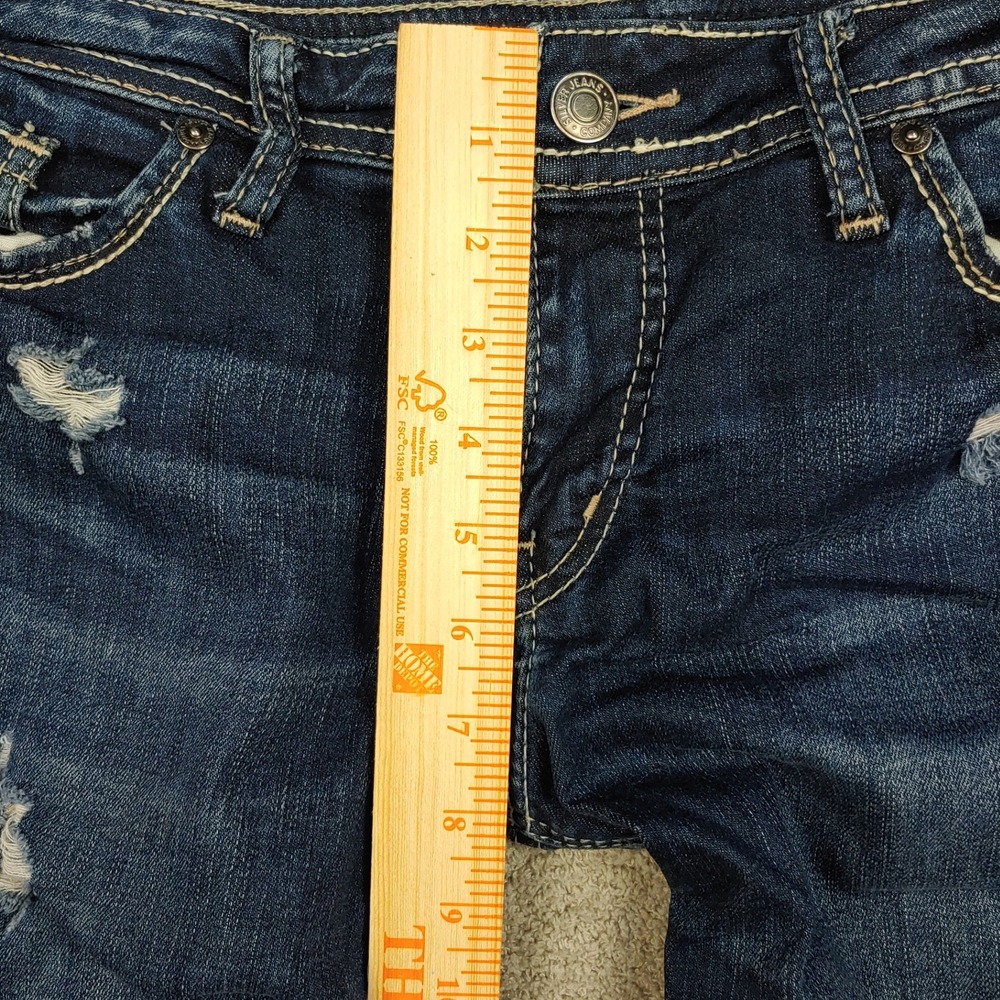 Silver Jeans Co. Suki Capri - Womens 34x25 Blue Distressed Mid Rise - VERY GOOD - Picture 5 of 15